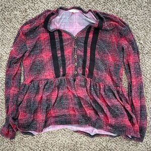Maurices Red and Black Plaid Top